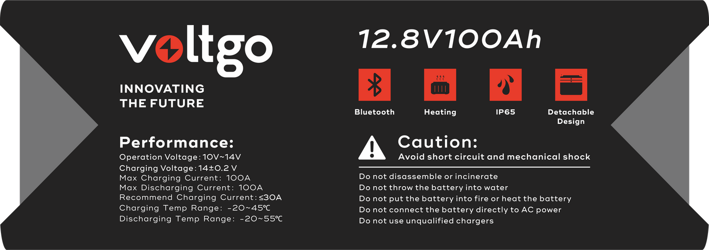 VoltGo Elite Series 12.8V 100Ah LiFePO₄ Battery